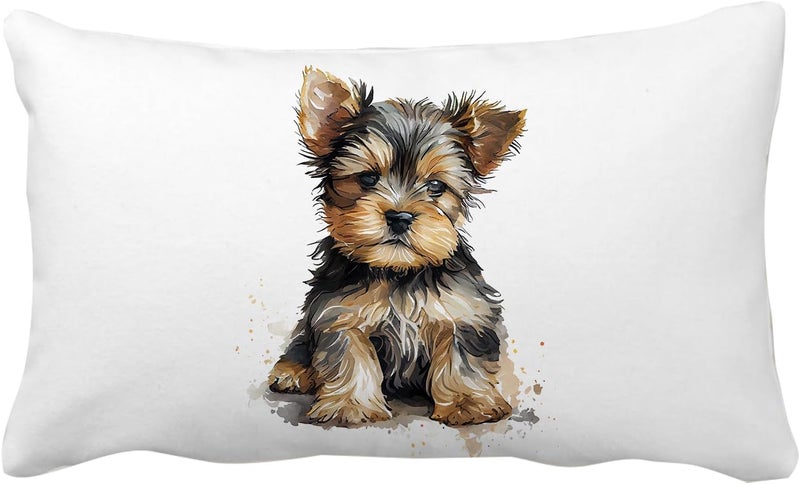 decorbox Yorkshire Yorkie Terrier 12x20 Inch Throw Pillow Cover, Haley Dog Decorative Cushion Case, Home Room Bed Couch Spring Summer Fall Autumn Winter Halloween Christmas Decor Gift Soft Pillowcase - Image 1